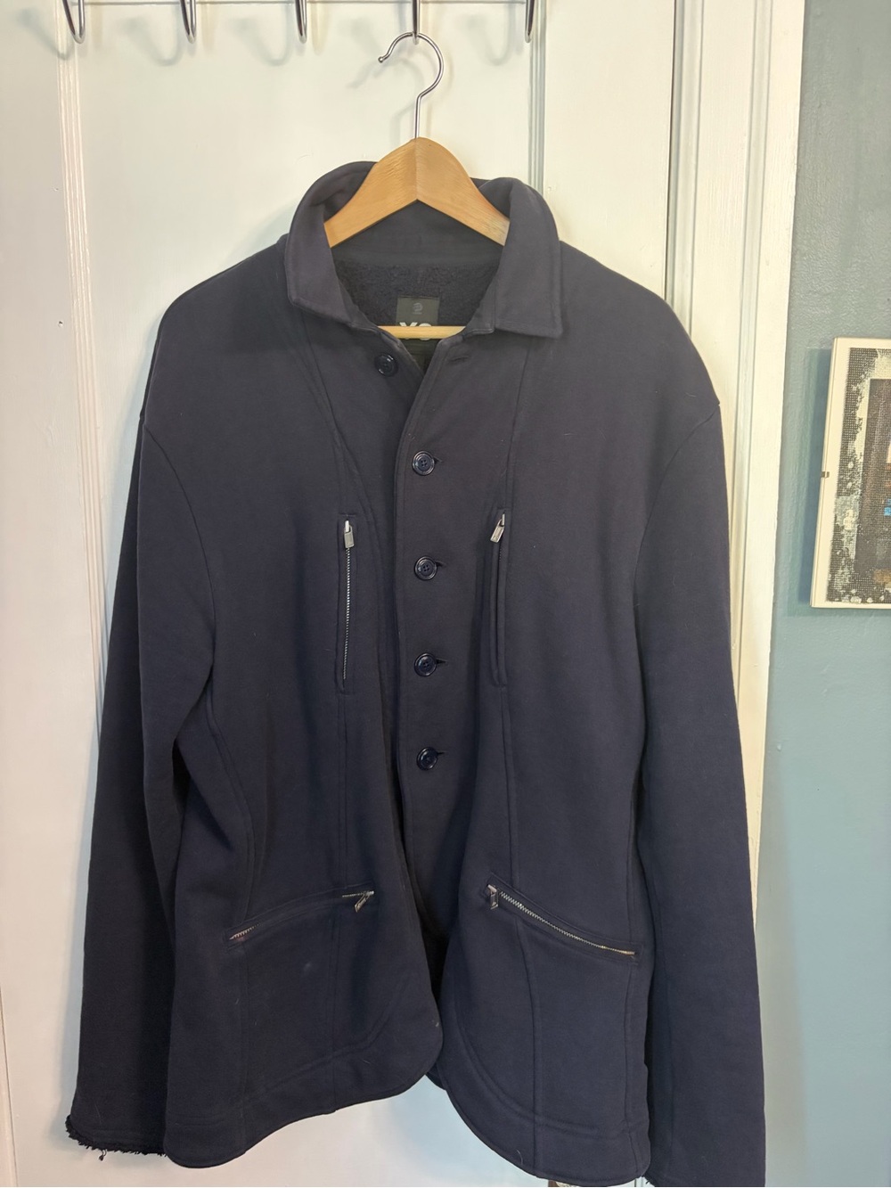 Y-3 Men's Navy Button-Front Jacket